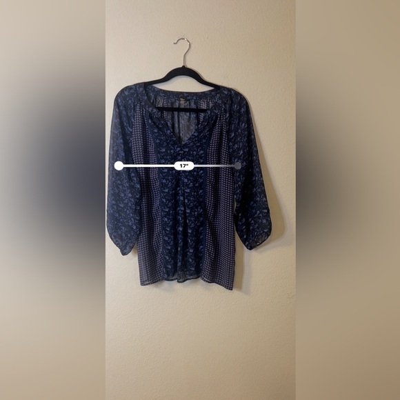 Milano Blue Printed Sheer Blouse - Picture 7 of 7
